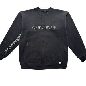 VTG 80s Atomicgarage Skate Shop Los Angeles Pullover Sweater Men’s L Black